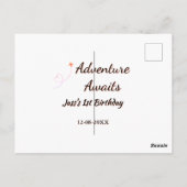 Avontuur wacht 1e verjaardag naam datum planeretro briefkaart (Achterkant)