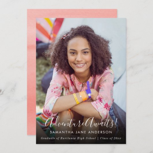 Avontuur wacht | Aankondiging foto-Afstuderen (Voorkant / Achterkant)