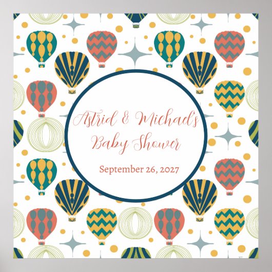 Avontuur Wacht Baby Shower met Heet Lucht Ballon Poster (Voorkant)
