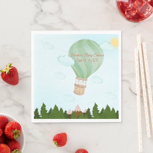 Avontuur wacht | Baby shower van heteluchtballon Servet (Insitu)