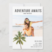 Avontuur wacht Bestemming Strand Foto Bruiloft Save The Date (Voorkant)