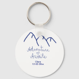 Avontuur wacht blauwe berg hart naam toevoegen  sleutelhanger