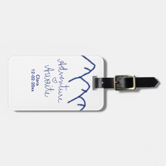 Avontuur wacht blauwe berg hart voeg naam toe bagagelabel (Voorkant horizontaal)