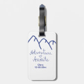 Avontuur wacht blauwe berg hart voeg naam toe bagagelabel (Achterkant verticaal)