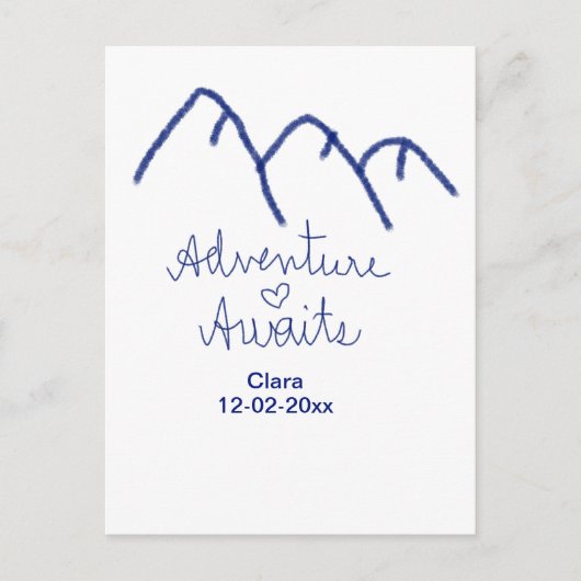 Avontuur wacht blauwe berg hart voeg naam toe briefkaart (Voorkant)