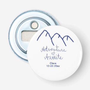 Avontuur wacht blauwe berg hart voeg naam toe button flesopener