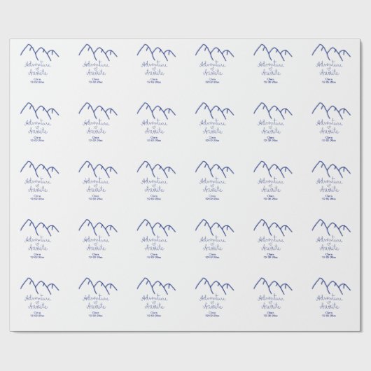 Avontuur wacht blauwe berg hart voeg naam toe cadeaupapier (Vlak)