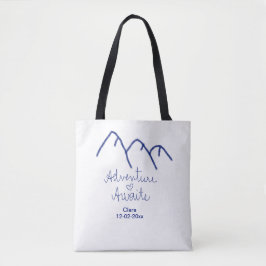 Avontuur wacht blauwe berg hart voeg naam toe  tote bag