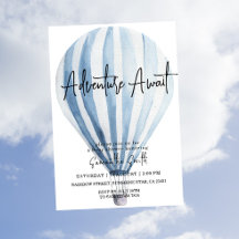 Avontuur wacht Blauwe hete luchtballon Baby Shower