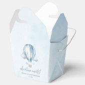 Avontuur wacht! Blauwe heteluchtballon Baby shower Bedankdoosjes (Geopend)