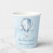 Avontuur wacht! Blauwe heteluchtballon Baby shower Papieren Bekers (Achterkant)