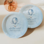 Avontuur wacht! Blauwe heteluchtballon Baby shower Papieren Bordje<br><div class="desc">Dit is een avontuur wacht! Blauwe Hete Luchtballon Baby shower Papieren Borden!</div>