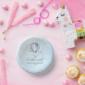 Avontuur wacht! Blauwe heteluchtballon Baby shower Papieren Kommen (Feest)