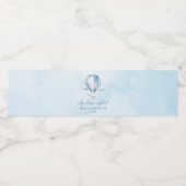 Avontuur wacht! Blauwe heteluchtballon Baby shower Waterfles Etiket (Enkel label)