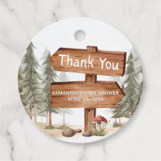 Avontuur wacht Bos Baby Shower Bedankjes Labels