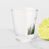 Avontuur wacht bos dennenbomen bruiloft shot glas (Links)