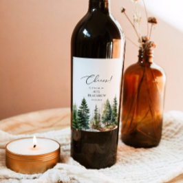 Avontuur wacht bos rustiek vrijgezellenfeest wijn etiket