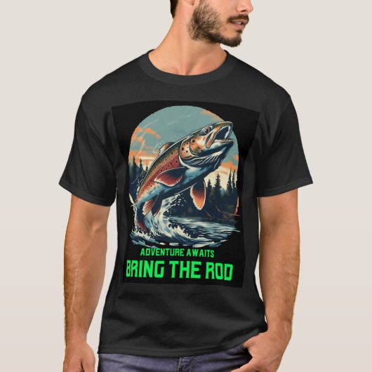 Avontuur wacht. Breng het hengsel Tshirt (Voorkant)