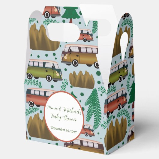 Avontuur wacht: Camper Baby Boy Shower Bedankdoosjes (Geopend)