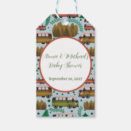 Avontuur wacht: Camper Baby Boy Shower Cadeaulabel