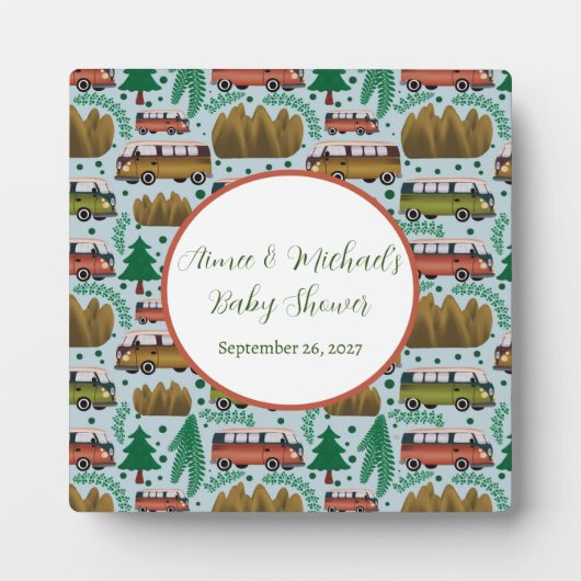 Avontuur wacht: Camper Baby Boy Shower Fotoplaat (Voorkant)