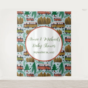 Avontuur wacht: Camper Baby Boy Shower Wandkleed