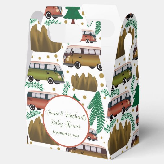 Avontuur wacht: Camper Neutral Baby shower Bedankdoosjes (Geopend)