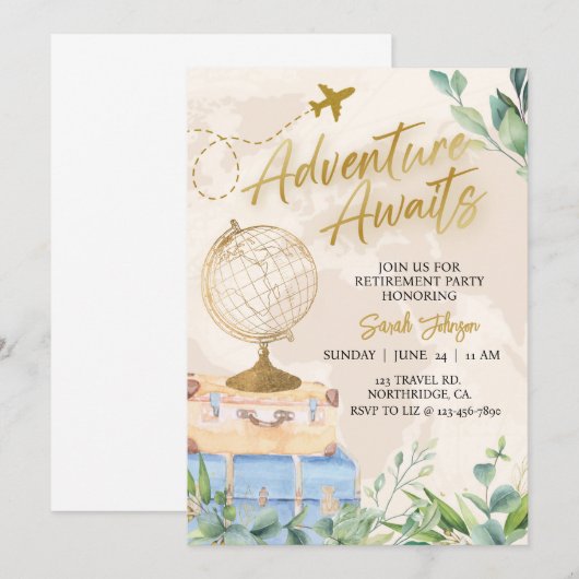 Avontuur wacht, elk evenement, verjaardag, pensioe kaart (Voorkant / Achterkant)