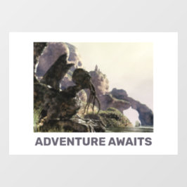 Avontuur wacht. Fantasielandschap Raamsticker