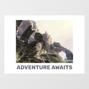 Avontuur wacht. Fantasielandschap Raamsticker