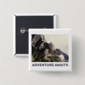Avontuur wacht. Fantasielandschap Vierkante Button 5,1 Cm (Voorkant /achterkant)