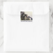 Avontuur wacht. Fantasielandschap Vierkante Sticker (Tas)