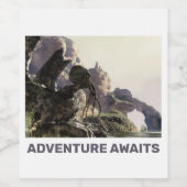 Avontuur wacht. Fantasielandschap Wijn Etiket (Enkel label)