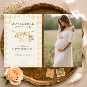 Avontuur wacht Foto Baby Shower Kaart