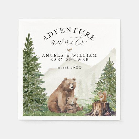 Avontuur wacht Genderneutraal Baby shower Servet (Voorkant)