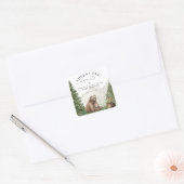 Avontuur wacht Genderneutraal Baby shower Vierkante Sticker (Envelop)
