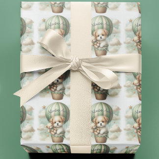 Avontuur Wacht Heet Luchtballon Puppies Baby Borre Cadeaupapier