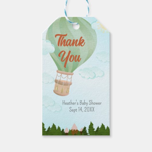 Avontuur Wacht Hete Lucht Ballon Cadeaulabel (Voorkant)