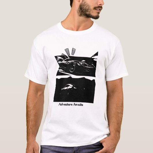 Avontuur wacht - High-Speed sportwagen puzzel T-shirt (Voorkant)