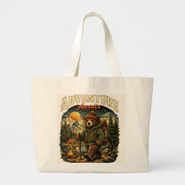 Avontuur wacht - Illustratie van een knuffelbeer o Grote Tote Bag