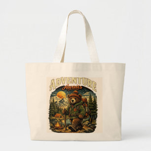 Avontuur wacht - Illustratie van een knuffelbeer o Grote Tote Bag