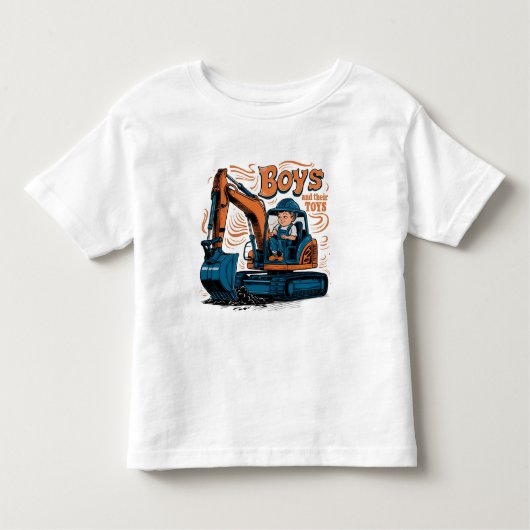 Avontuur wacht: Kleine jongen in Bulldozer Kinder Shirts (Voorkant)