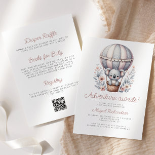 Avontuur wacht Koala Beer QR Code Baby Shower Kaart