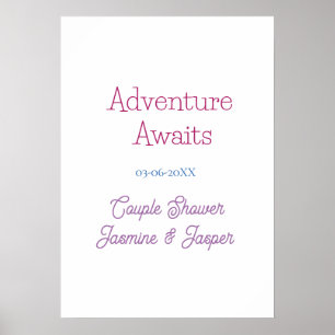 avontuur wacht koppel bruidsfeest naam datum roze  poster