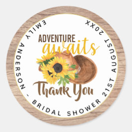 Avontuur Wacht Landelijke Zonnebloemen Bruiloftsfe Ronde Sticker