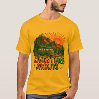 Avontuur wacht Maglietta kamperen berg bestelwagen T-shirt
