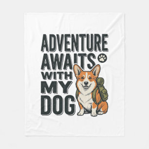 Avontuur wacht met mijn hond vintage wandelontwerp fleece deken