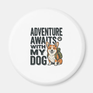 Avontuur wacht met mijn hond vintage wandelontwerp magneet