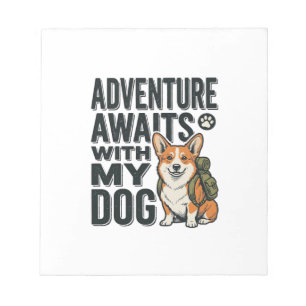 Avontuur wacht met mijn hond vintage wandelontwerp notitieblok