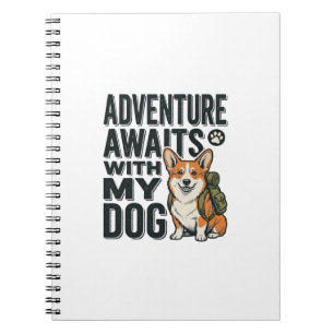 Avontuur wacht met mijn hond vintage wandelontwerp notitieboek